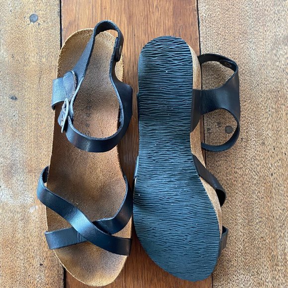 Lola Sabbia: For EricMichael: Strappy Cork-Soled Sandals w/ Brown Leather Straps - Picture 3 of 4